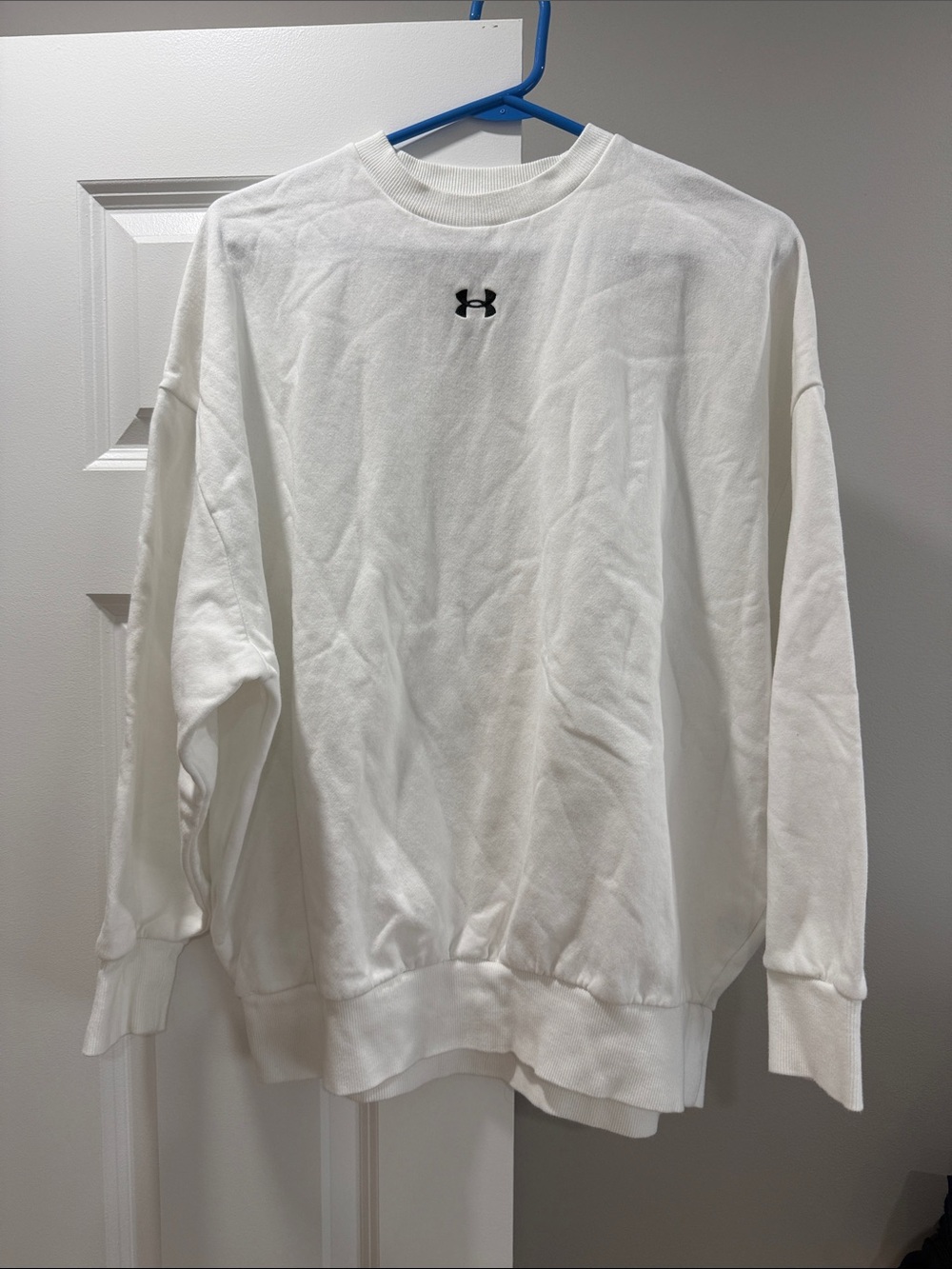 Under Armour White Sweatshirt with Black Logo